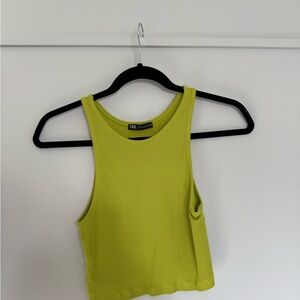 Zara Bright Green Sleeveless Crop Top